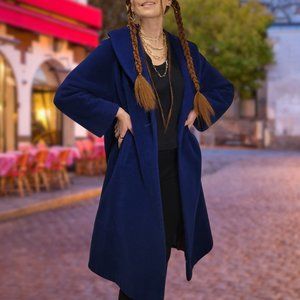 Vintage Custom-Made Royal Blue Wool Worumbo Fabric Peacoat